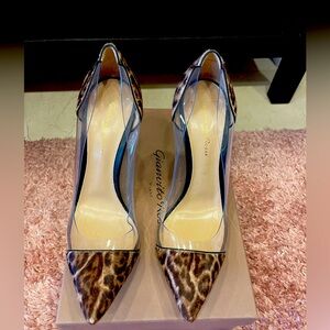 Gianvito Rossi Leopard-print (pony hair) and PVC Plexi stiletto
